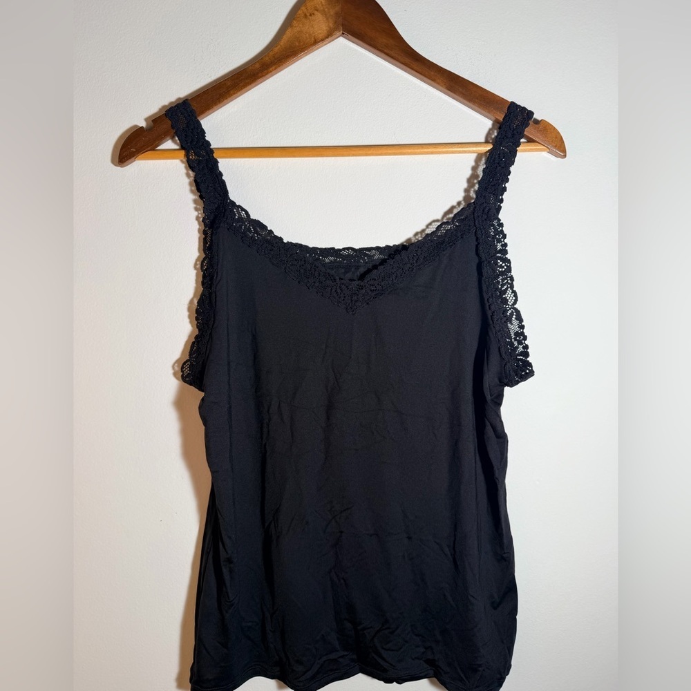 Vanity Fair Elegant Black Lace Trim Camisole